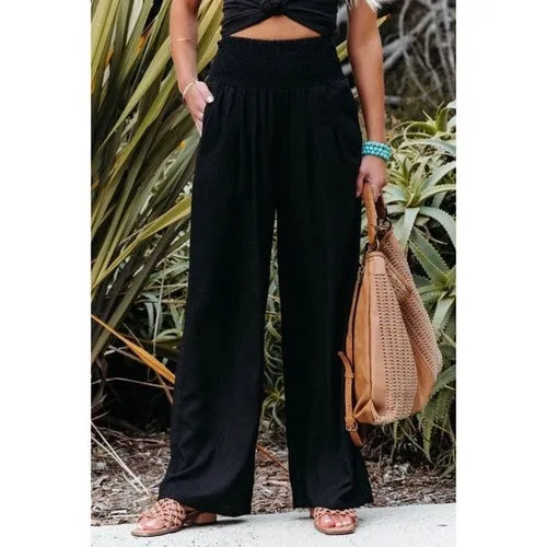 Cotton Linen Wide Leg Pants Casual Loose