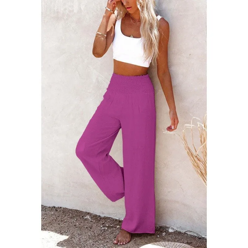 Cotton Linen Wide Leg Pants Casual Loose