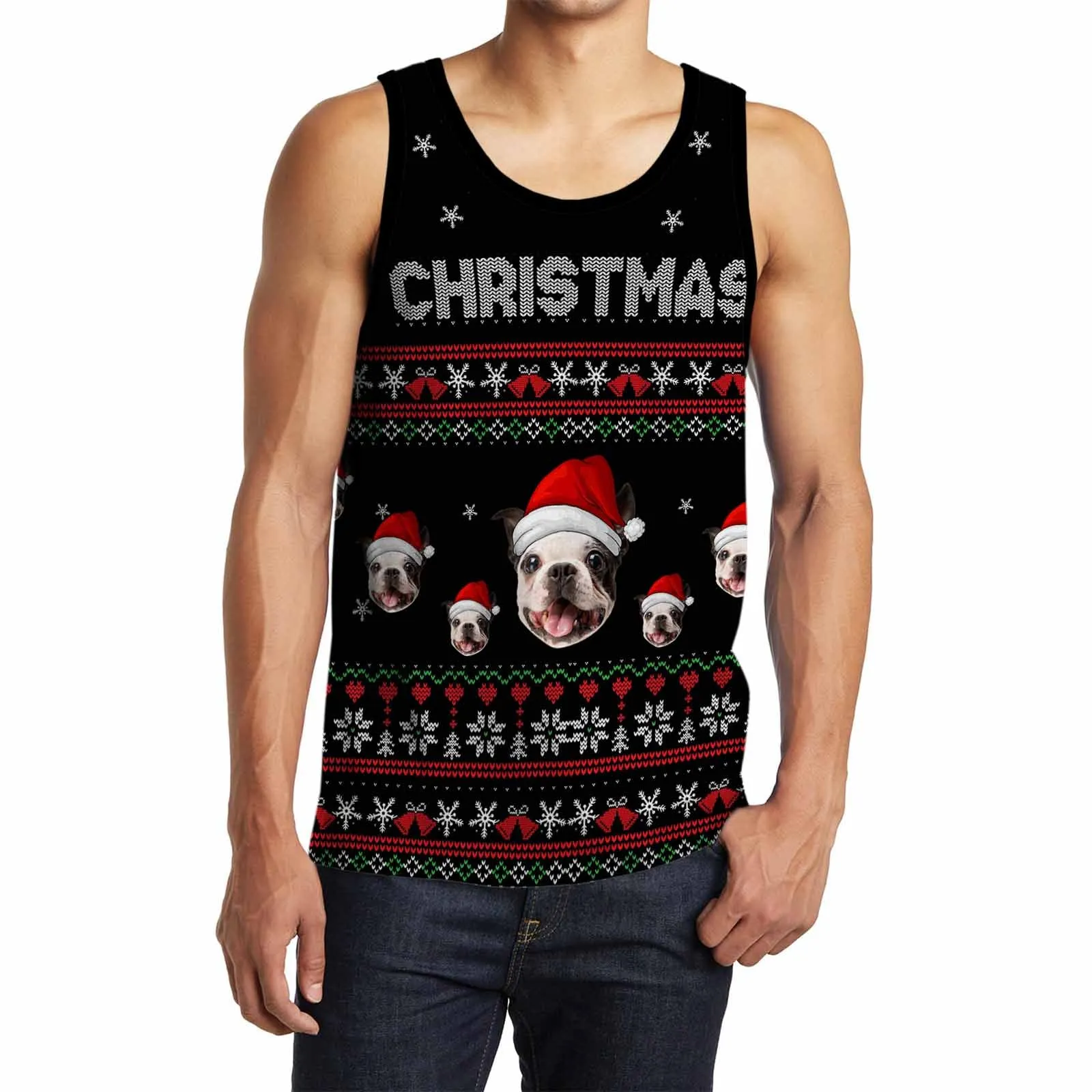 Custom Face Tank Tops Ugly Christmas Clothing Design Your Own Personalized Couple Tops