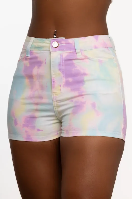 Denim Tie Dye Shorts