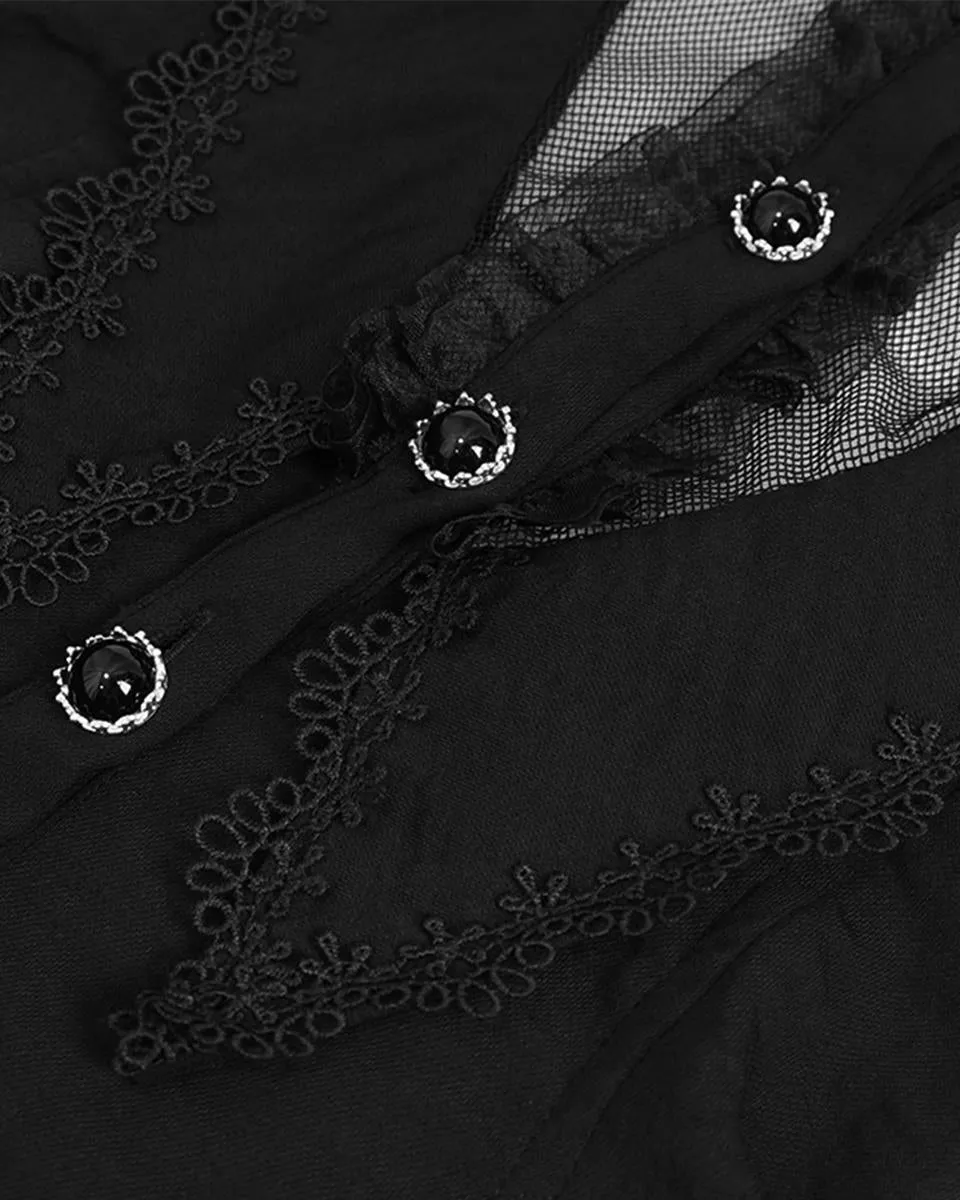 Devil Fashion Womens Romantic Goth Lolita Sleeveless Halter Blouse - Black