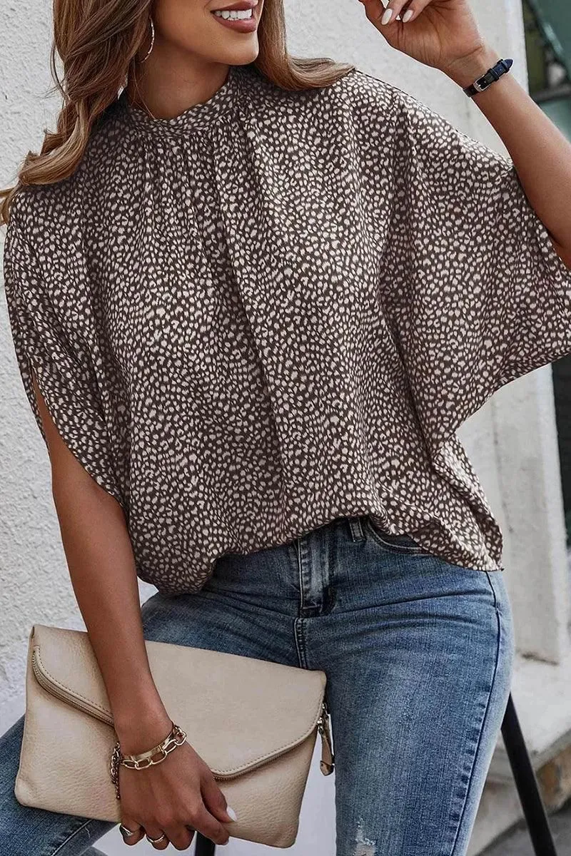DOLMAN SLEEVE LACE-UP CHIFFON BLOUSE
