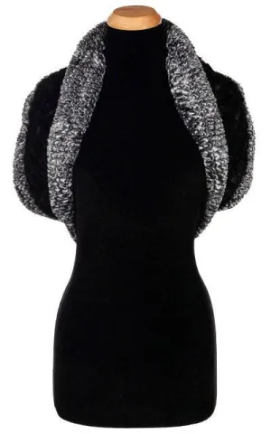 Double Cowl Shrug - Cozy Cable in Ash Faux Fur with Cuddly Fur (Limited Availability)
