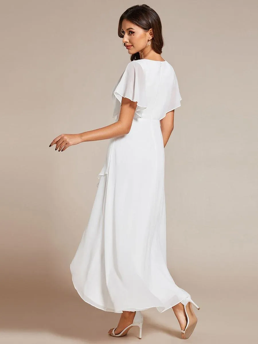 Elegant A-line Waist Applique Ruffled Mother of the Bride Dress