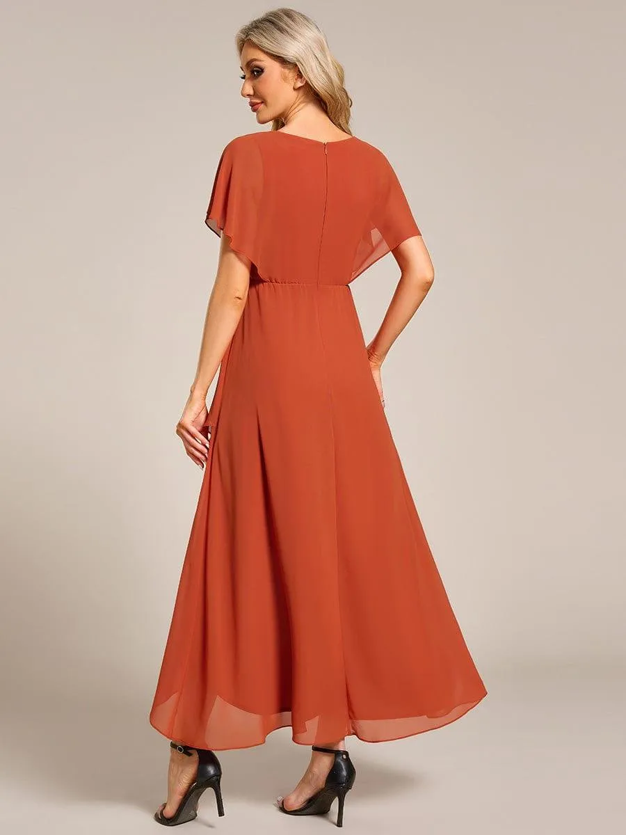 Elegant A-line Waist Applique Ruffled Mother of the Bride Dress