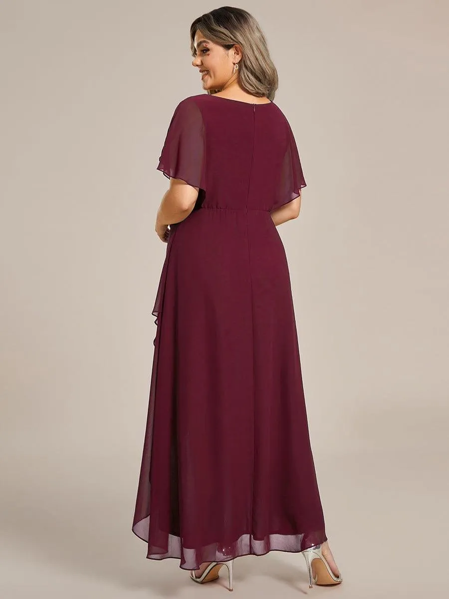 Elegant A-line Waist Applique Ruffled Mother of the Bride Dress