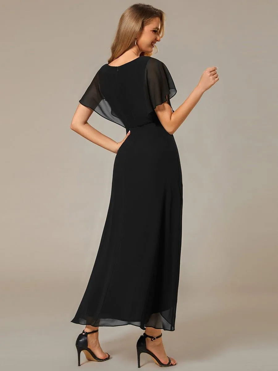 Elegant A-line Waist Applique Ruffled Mother of the Bride Dress