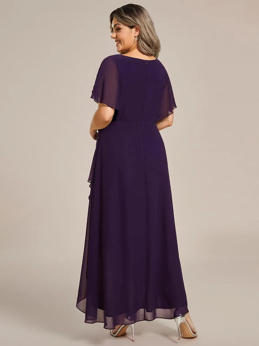 Elegant A-line Waist Applique Ruffled Mother of the Bride Dress