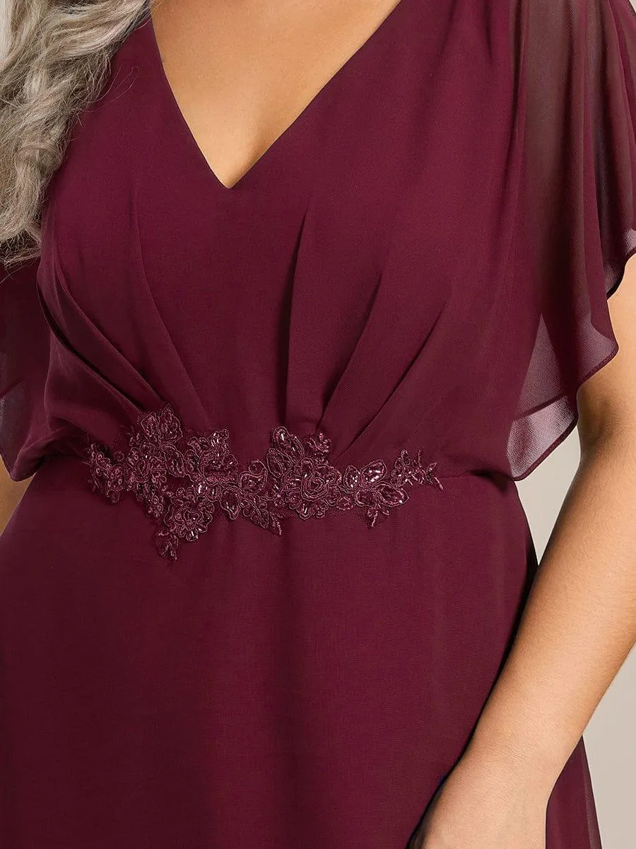 Elegant A-line Waist Applique Ruffled Mother of the Bride Dress