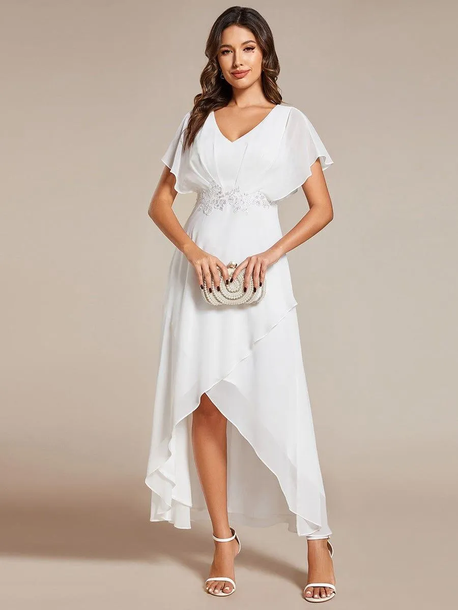Elegant A-line Waist Applique Ruffled Mother of the Bride Dress