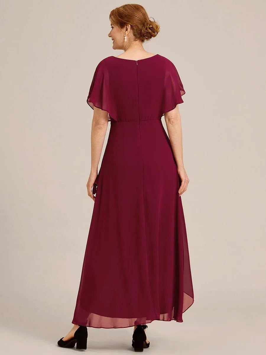 Elegant A-line Waist Applique Ruffled Mother of the Bride Dress