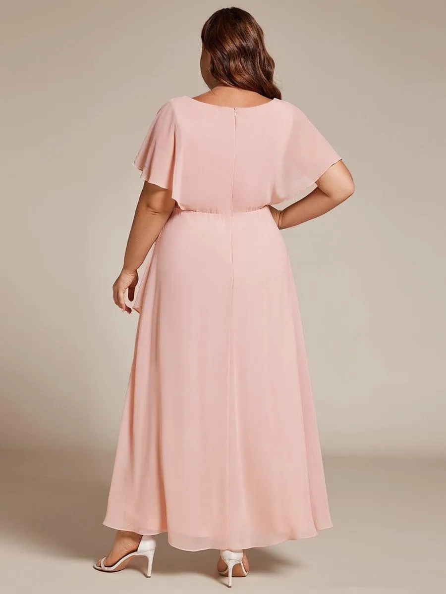 Elegant A-line Waist Applique Ruffled Mother of the Bride Dress