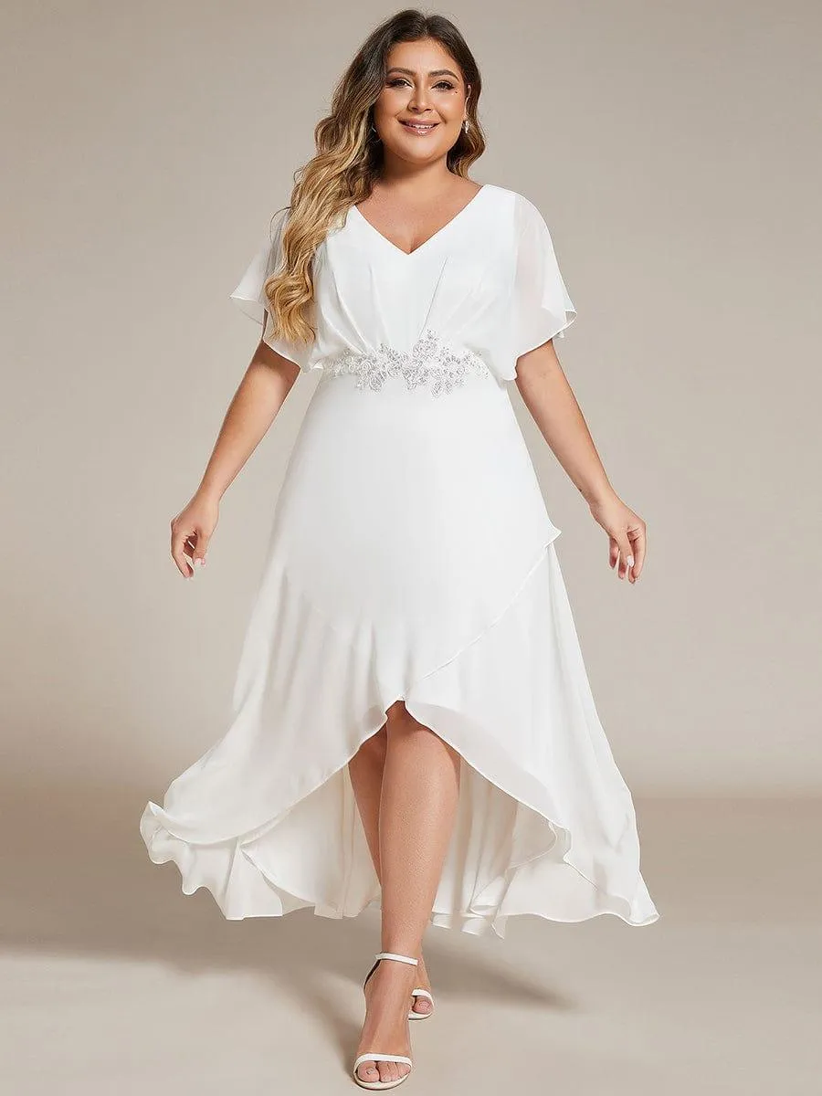 Elegant A-line Waist Applique Ruffled Mother of the Bride Dress