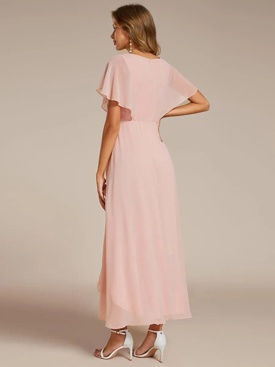 Elegant A-line Waist Applique Ruffled Mother of the Bride Dress