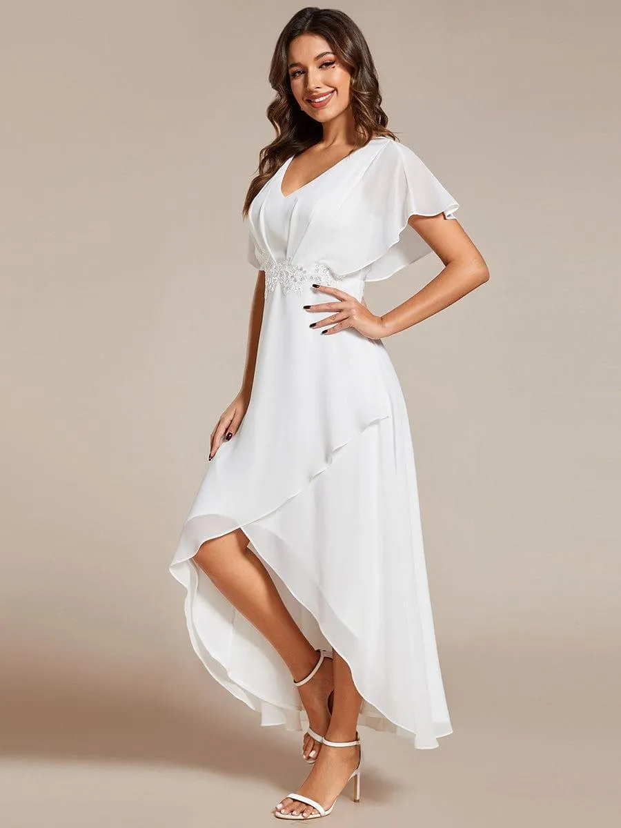 Elegant A-line Waist Applique Ruffled Mother of the Bride Dress