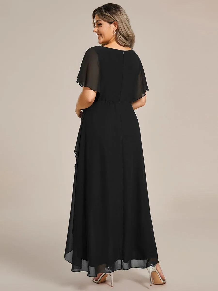 Elegant A-line Waist Applique Ruffled Mother of the Bride Dress