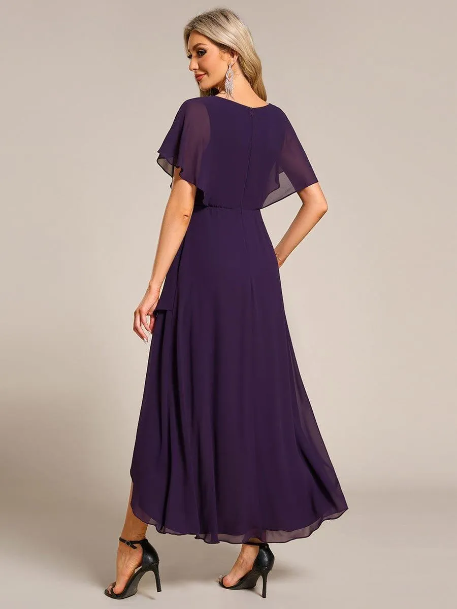 Elegant A-line Waist Applique Ruffled Mother of the Bride Dress