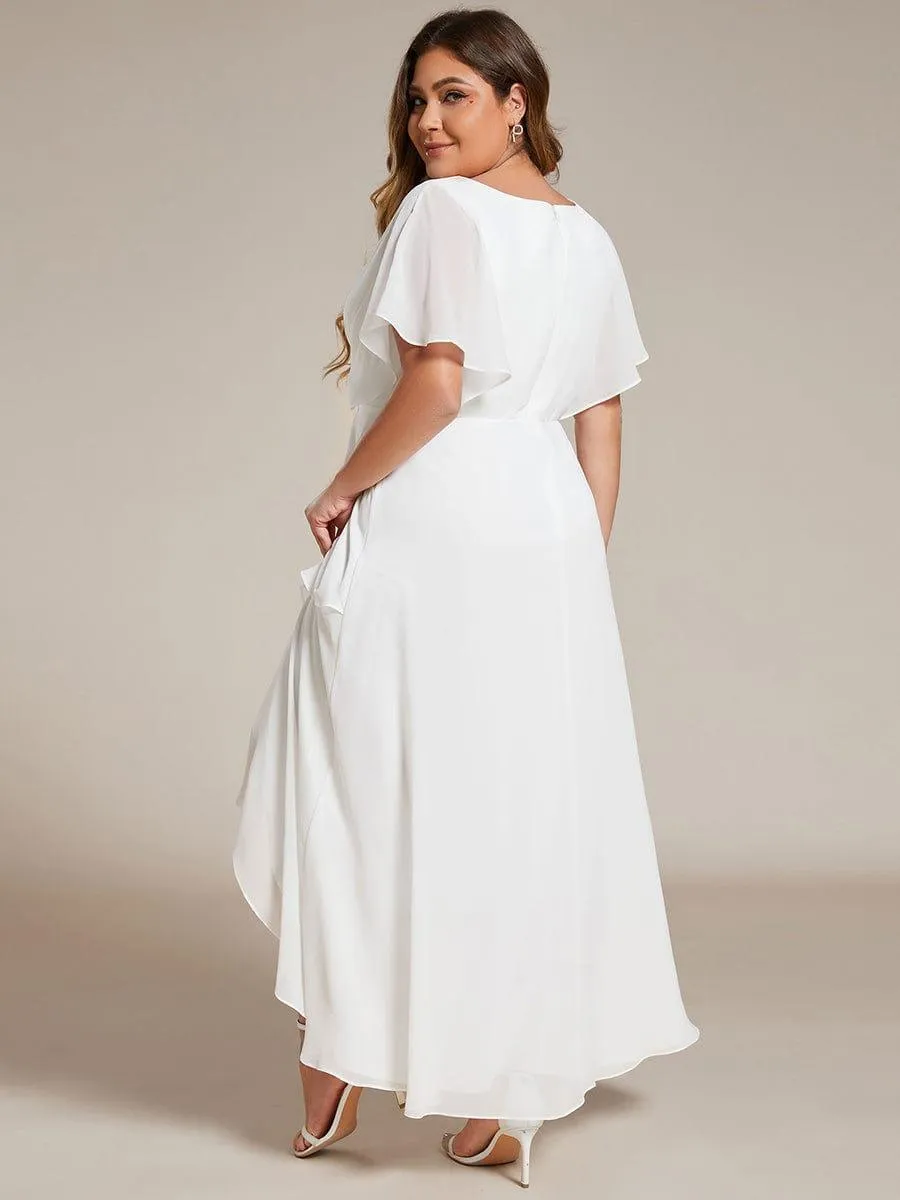 Elegant A-line Waist Applique Ruffled Mother of the Bride Dress