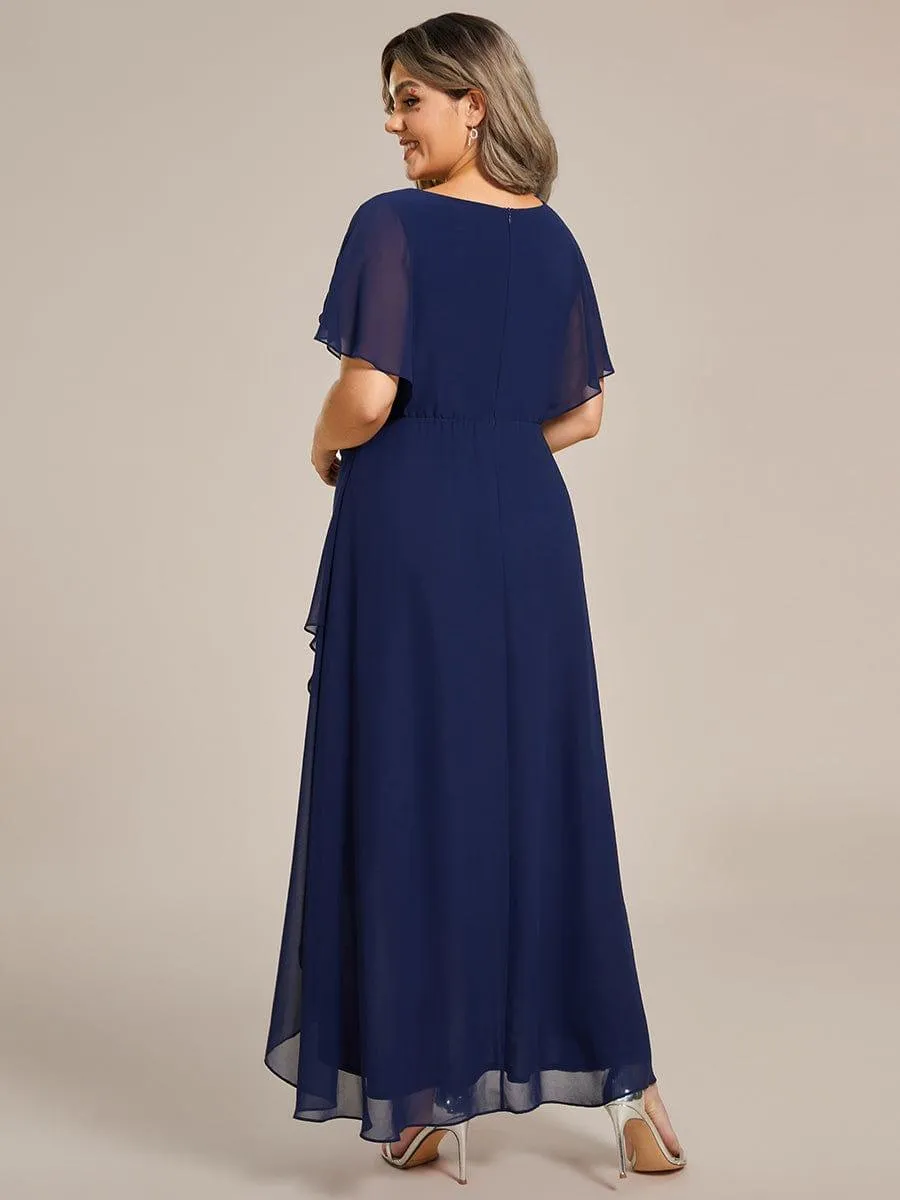 Elegant A-line Waist Applique Ruffled Mother of the Bride Dress