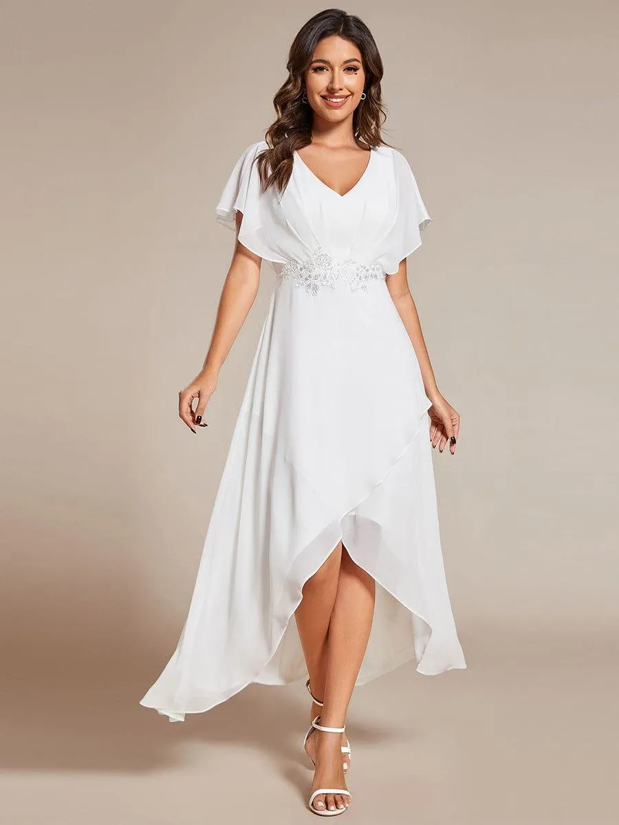 Elegant A-line Waist Applique Ruffled Mother of the Bride Dress