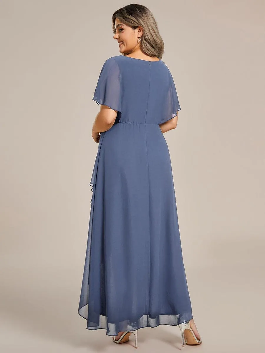 Elegant A-line Waist Applique Ruffled Mother of the Bride Dress