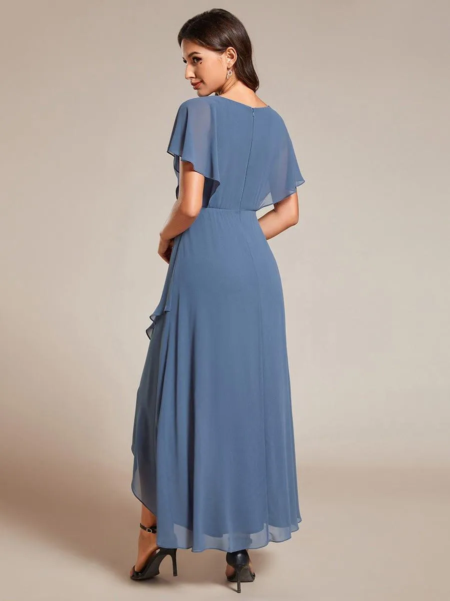 Elegant A-line Waist Applique Ruffled Mother of the Bride Dress