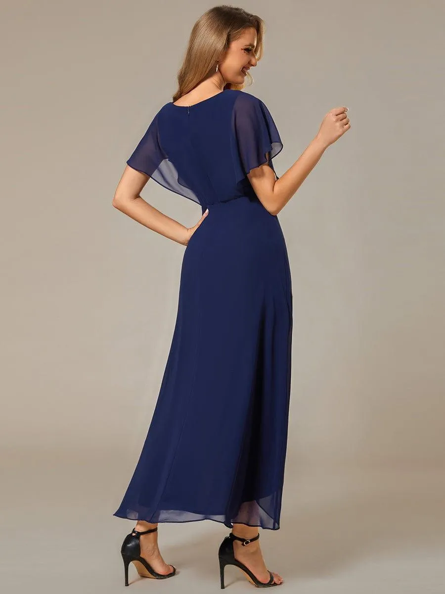 Elegant A-line Waist Applique Ruffled Mother of the Bride Dress