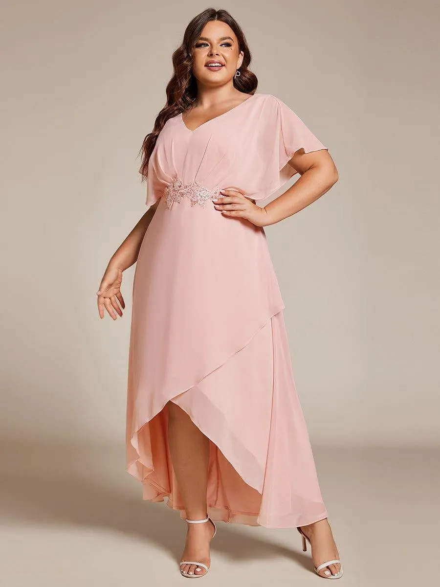 Elegant A-line Waist Applique Ruffled Mother of the Bride Dress