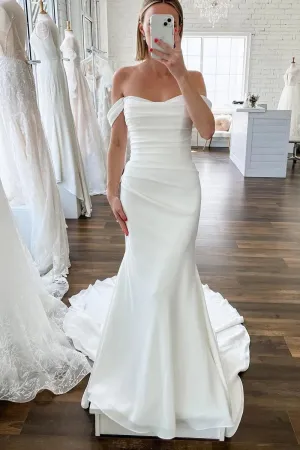 Elegant Mermaid Off the Shoulder Elastic Long Wedding Dresses