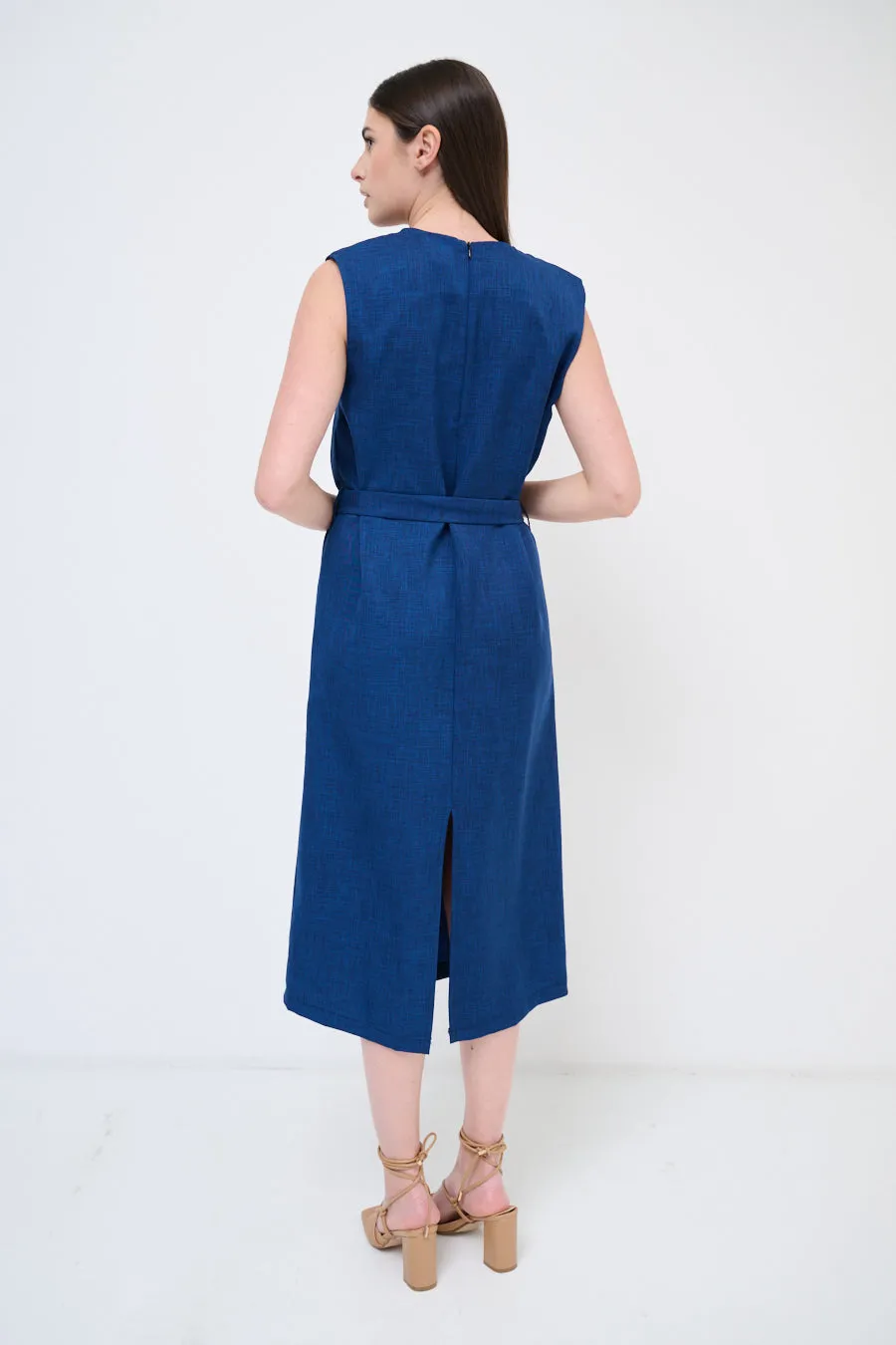Embellished belted midi dress wholesale