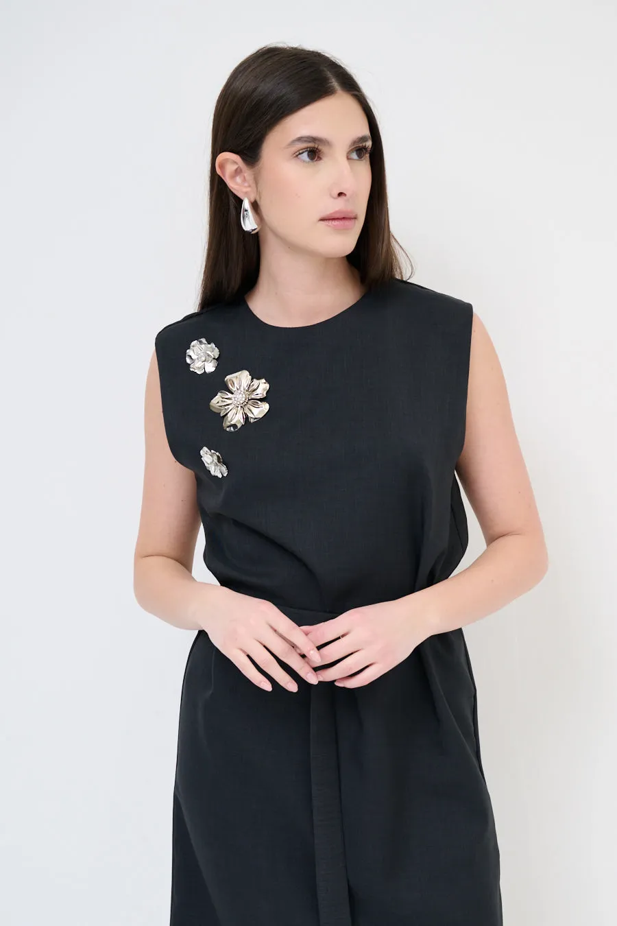 Embellished belted midi dress wholesale