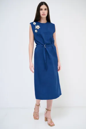 Embellished belted midi dress wholesale