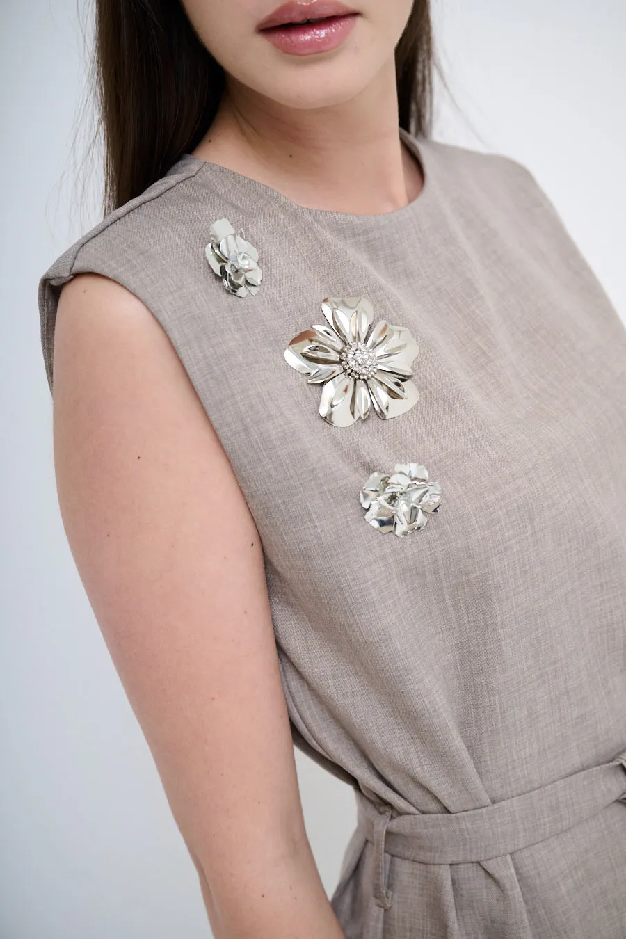 Embellished belted midi dress wholesale