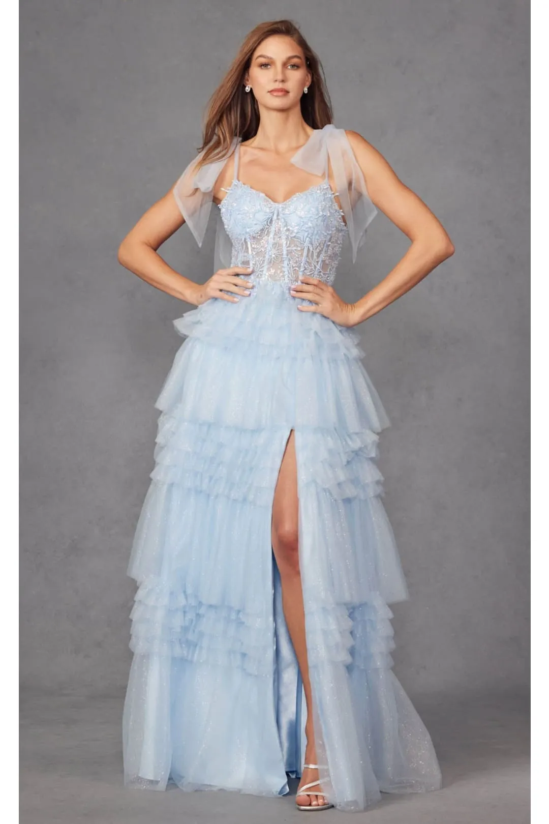 Embellished V-Neck Prom Gown by Juliet JT2465A