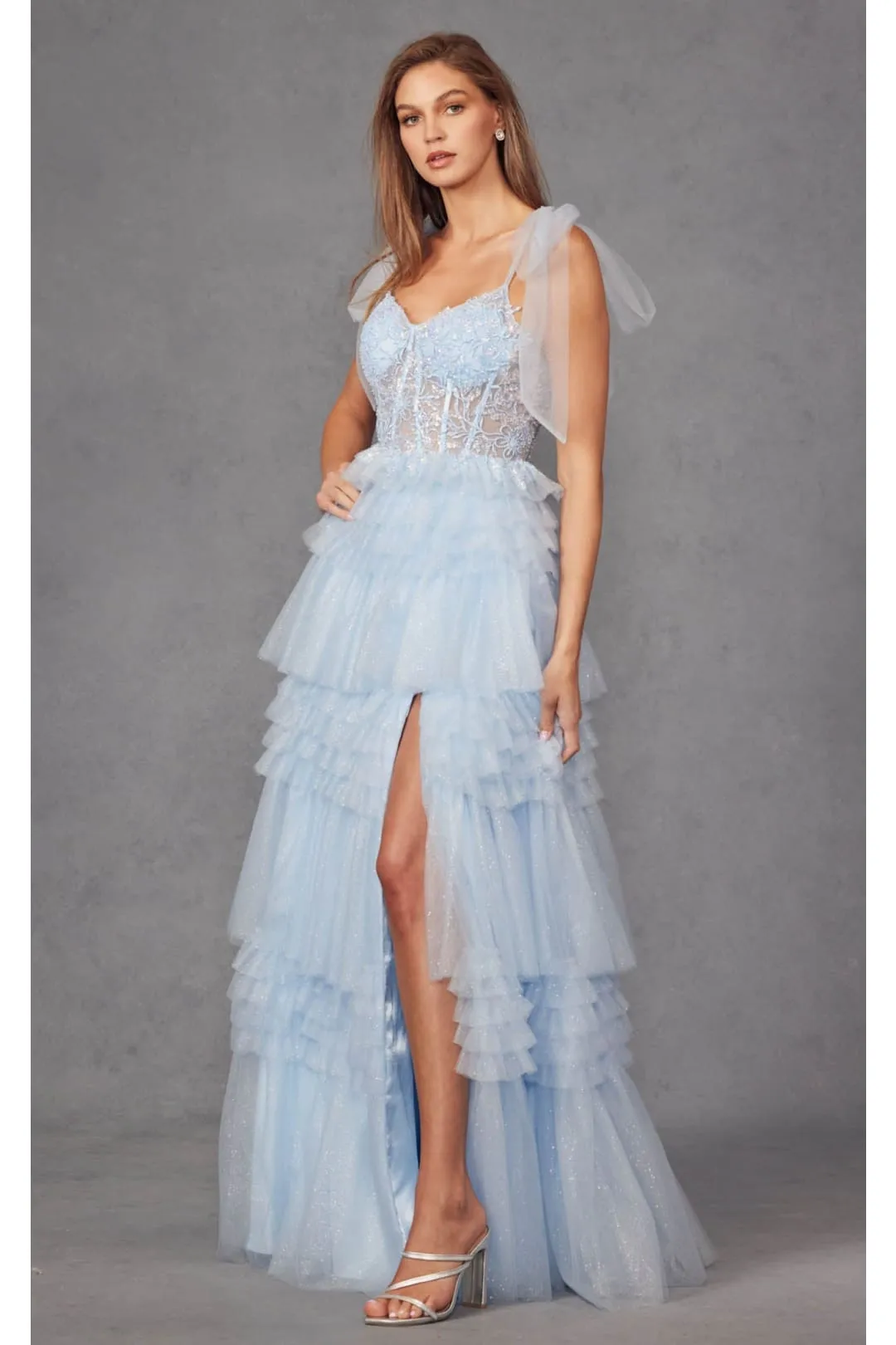 Embellished V-Neck Prom Gown by Juliet JT2465A