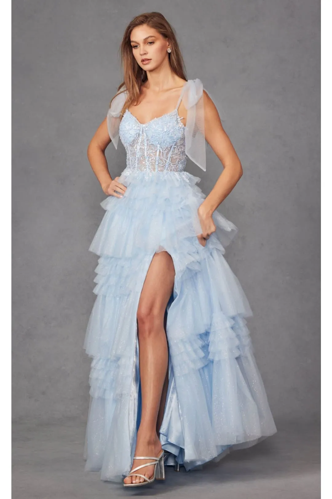 Embellished V-Neck Prom Gown by Juliet JT2465A