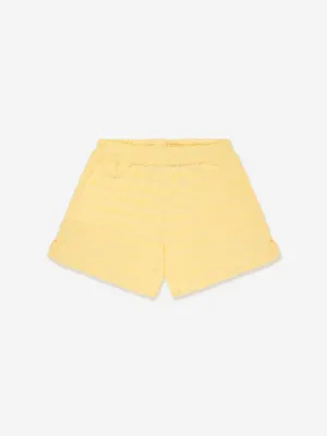 Emporio Armani Girls Striped Logo Shorts in Yellow
