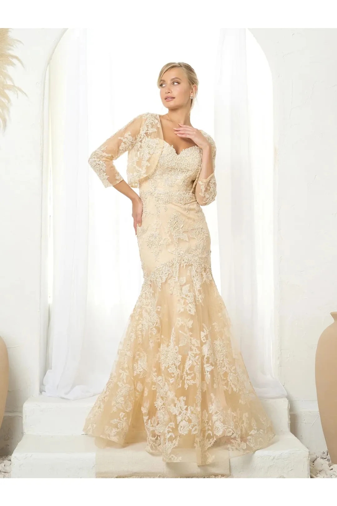 Eva USA 5250 Long Formal Mermaid Prom Bolero Dress