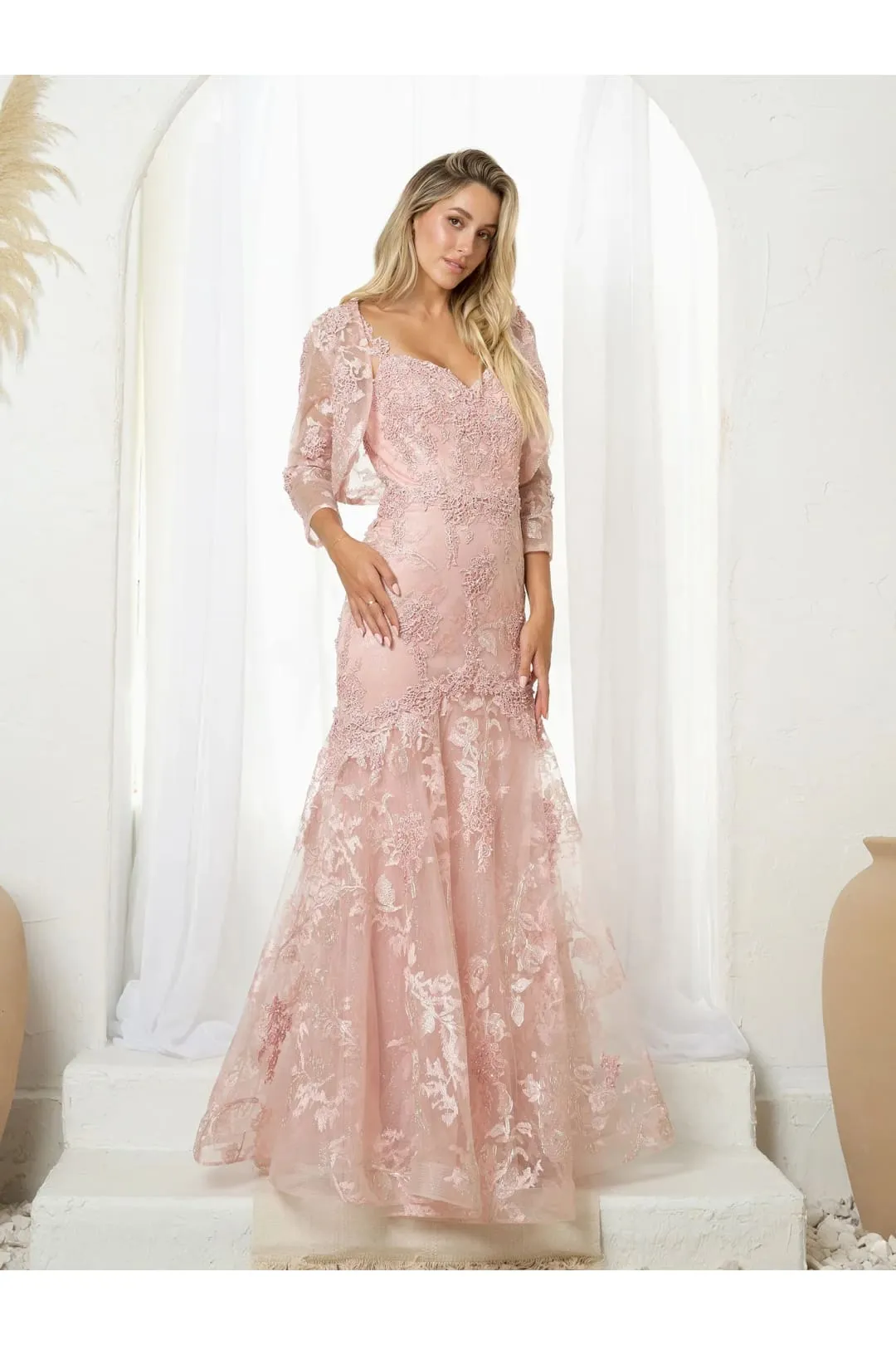 Eva USA 5250 Long Formal Mermaid Prom Bolero Dress