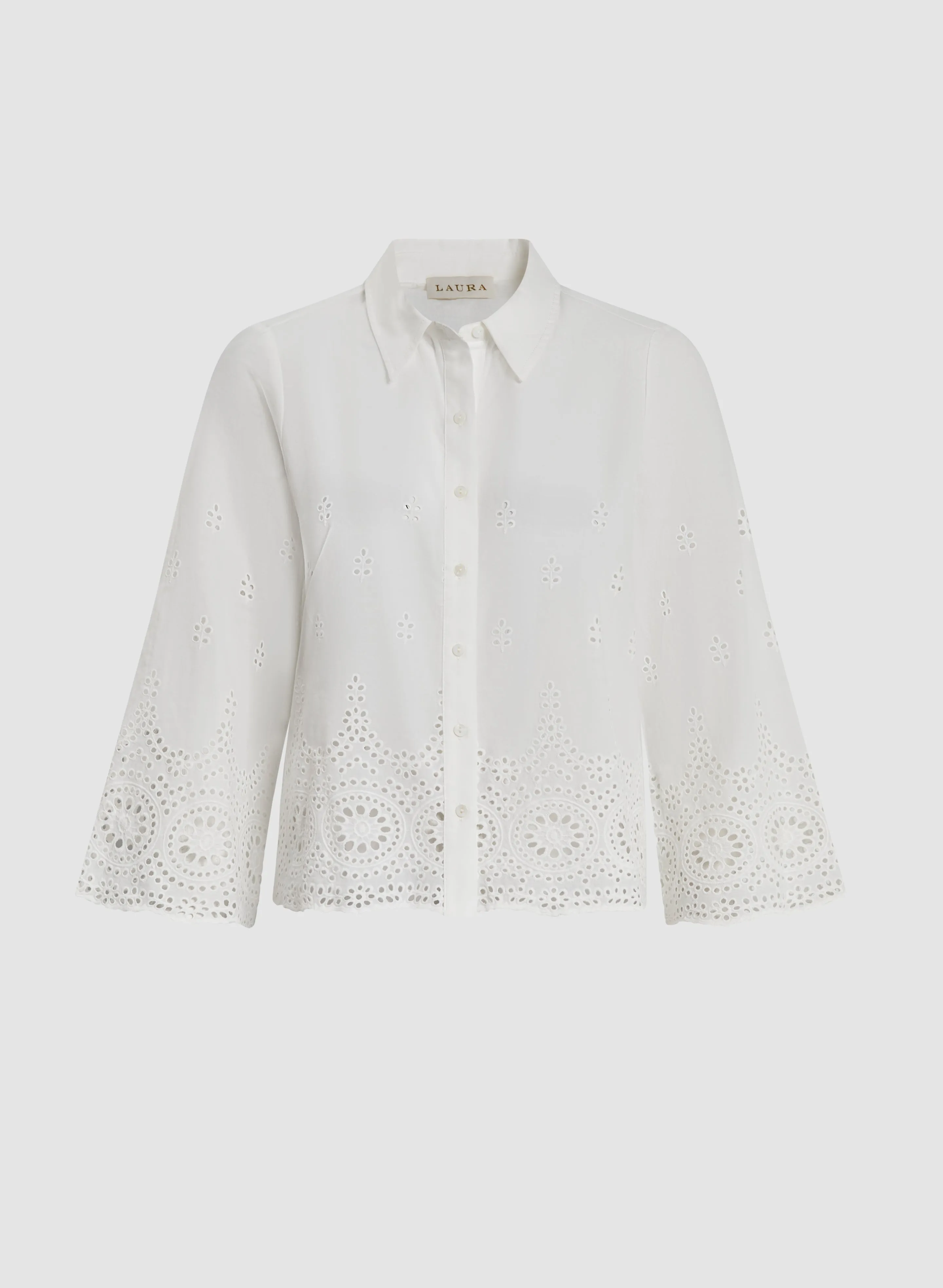 Eyelet Detail Button Down Blouse