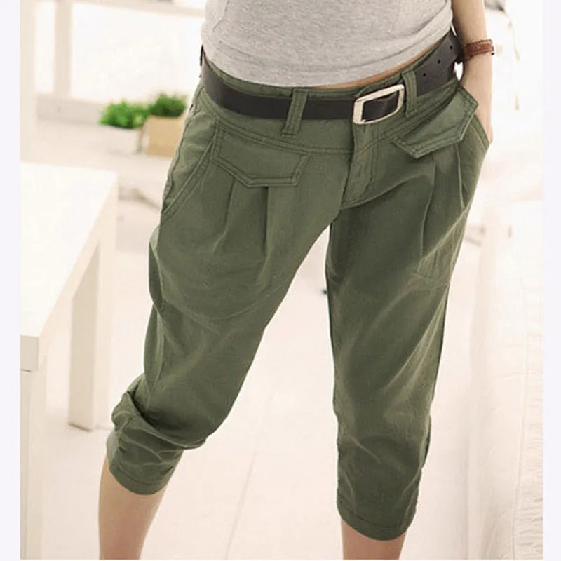 FashionSierra - Woman Pants Casual Cropped Trousers Capris Beige Harem Pants