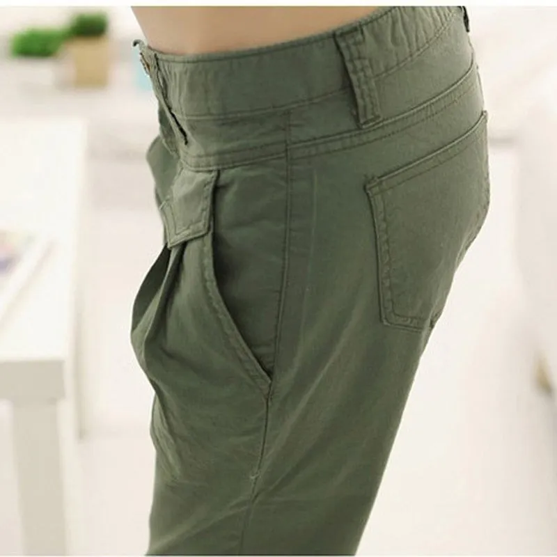 FashionSierra - Woman Pants Casual Cropped Trousers Capris Beige Harem Pants