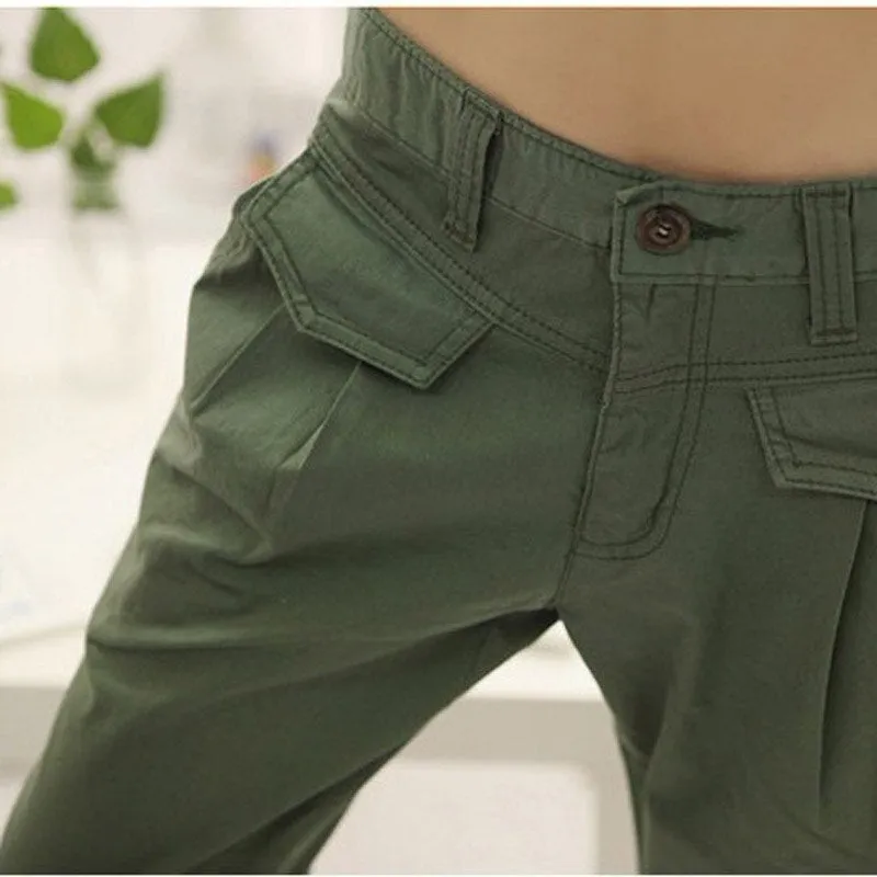 FashionSierra - Woman Pants Casual Cropped Trousers Capris Beige Harem Pants