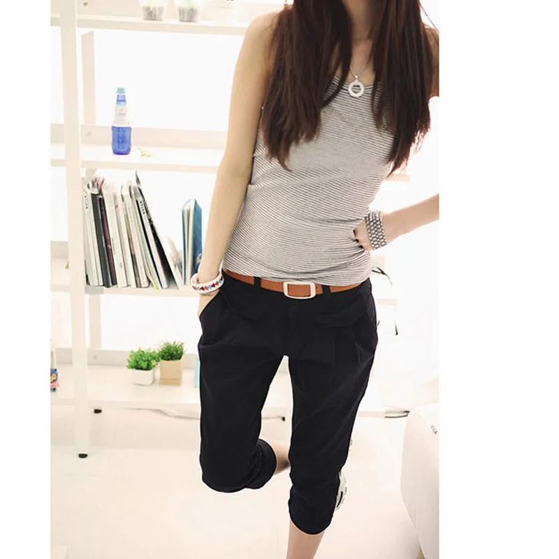 FashionSierra - Woman Pants Casual Cropped Trousers Capris Beige Harem Pants
