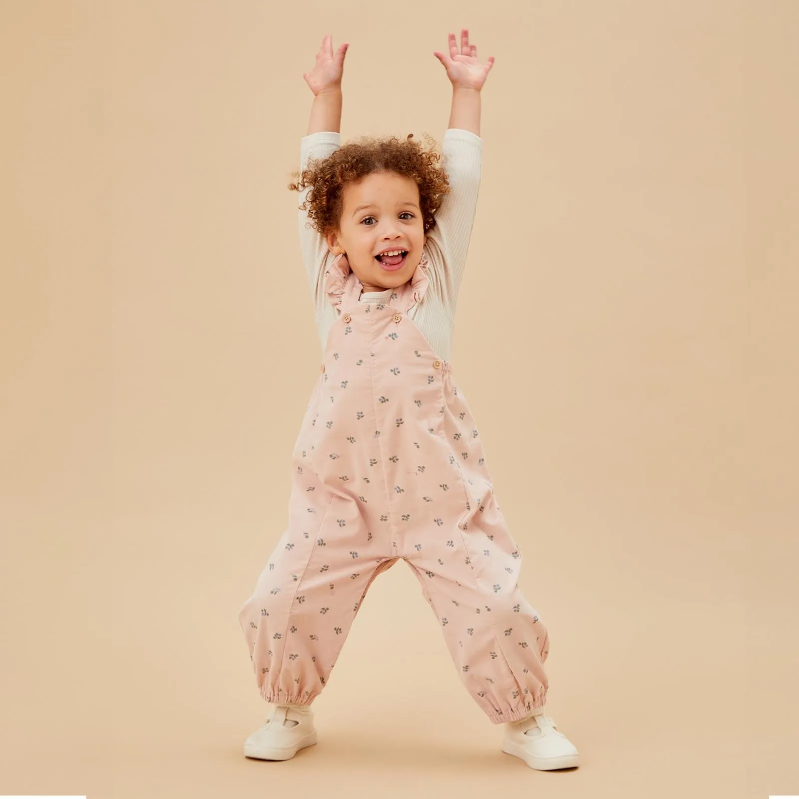 Floral Frilled Corduroy Dungarees