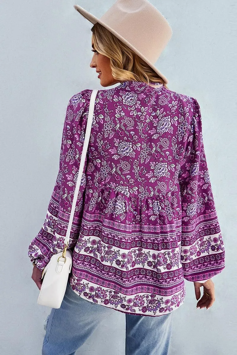 FLORAL PATTERNED BUTTON DOWN TUNIC SHIRTS