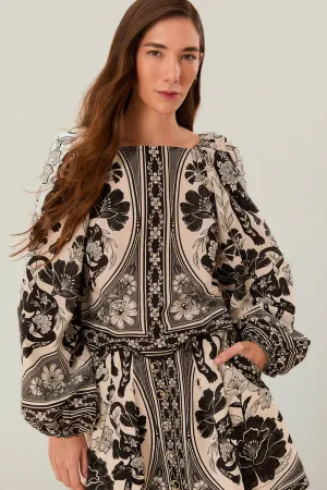 Flower Leopards Off-White Long Sleeve Blouse