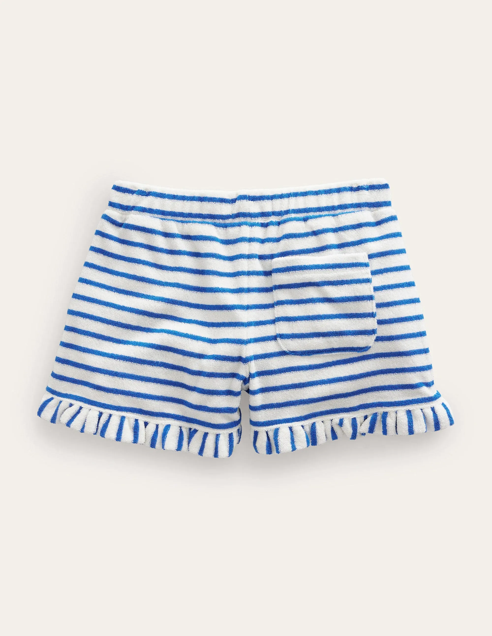 Frill Hem Towelling Shorts-Cabana Blue/Ivory
