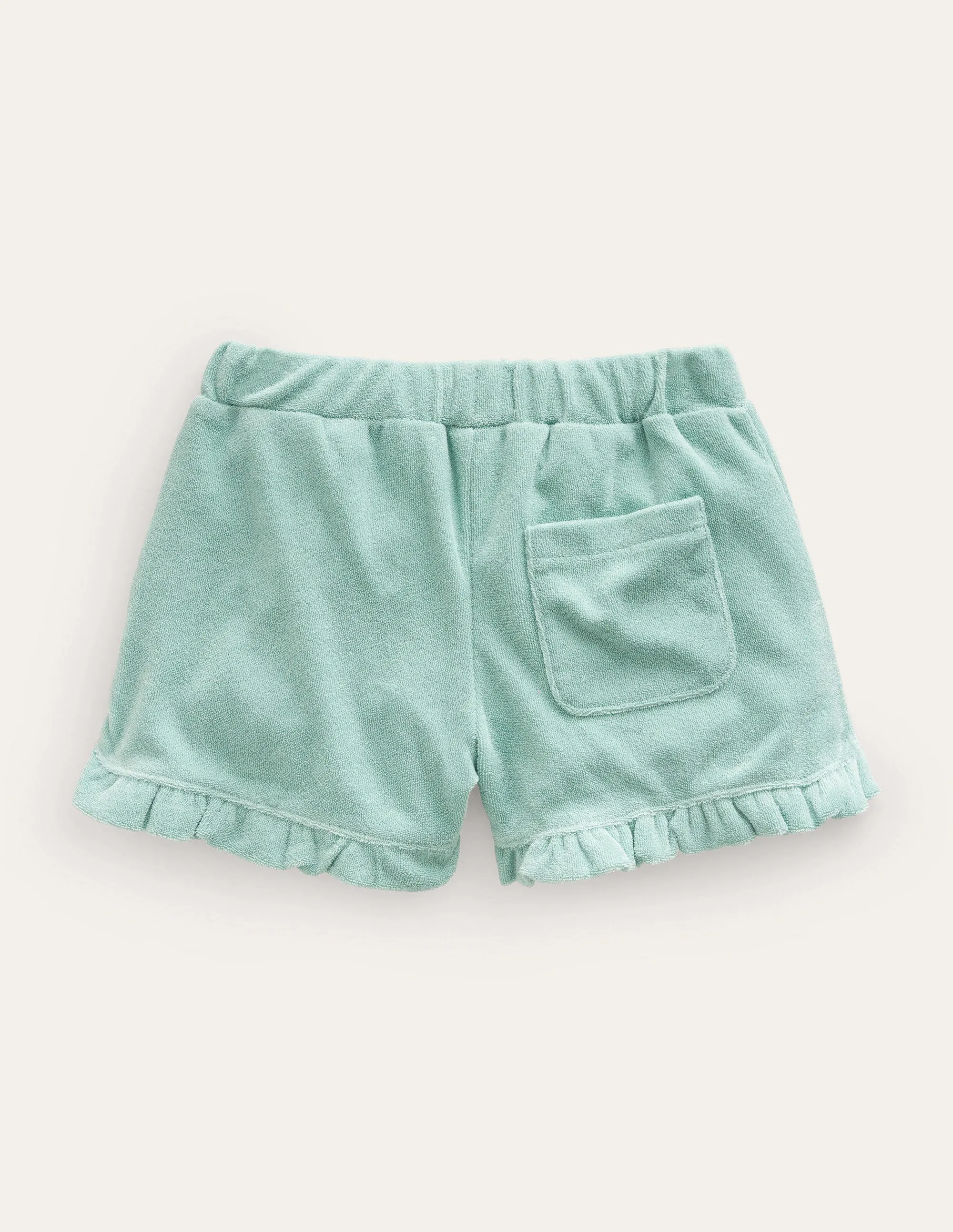 Frill Hem Towelling Shorts-Hot Spring Blue