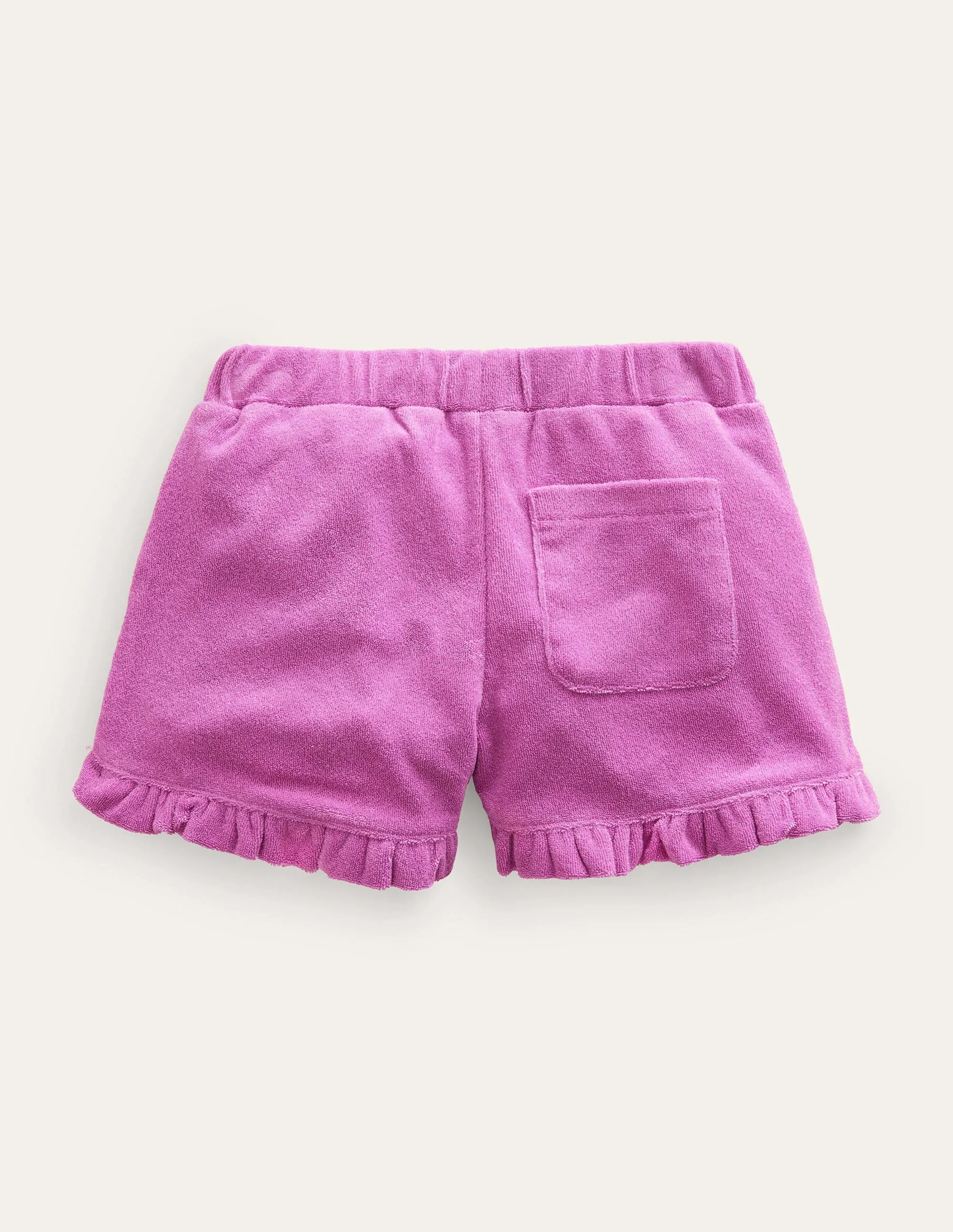 Frill Hem Towelling Shorts-Radiant Orchid Purple
